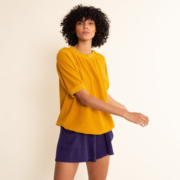 Jungmaven Tops - Jungmaven | Short Sleeve Sherpa Raglan in Spicy Mustard Size S Hemp Cotton